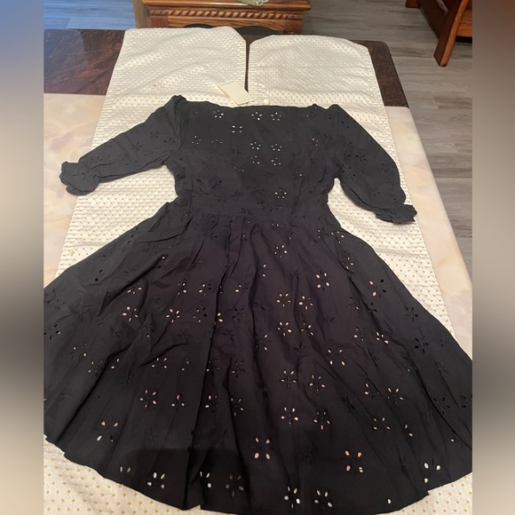 For Love & Lemons Eyelet Swing Black Dress Extra Small NWT - Picture 13 of 15